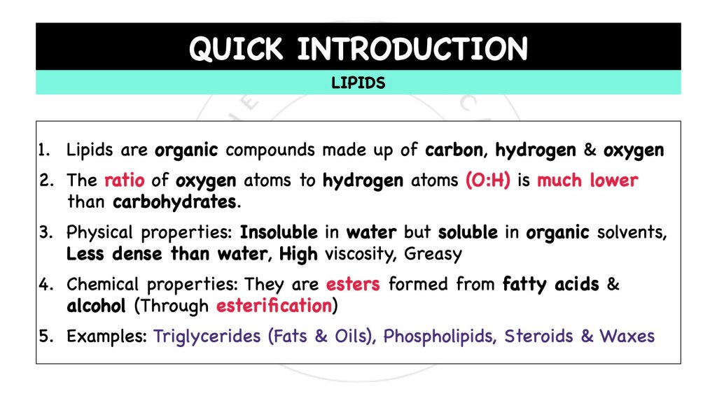 Lipids in STPM Biology Semester 1 Chapter 1