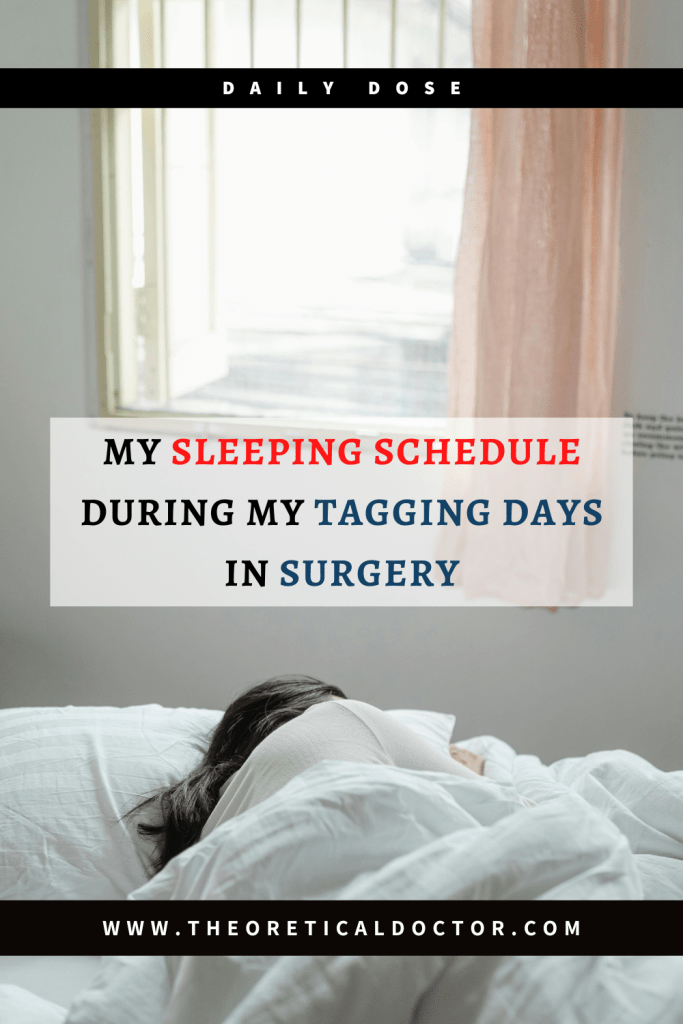 A short blog regarding my Sleeping Schedule during my Tagging Days in my Fourth Posting as a House Officer.

Article written by Dr Jewel Nambiar.